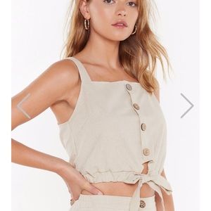 TIE BUTTON DOWN TIE CROP TOP